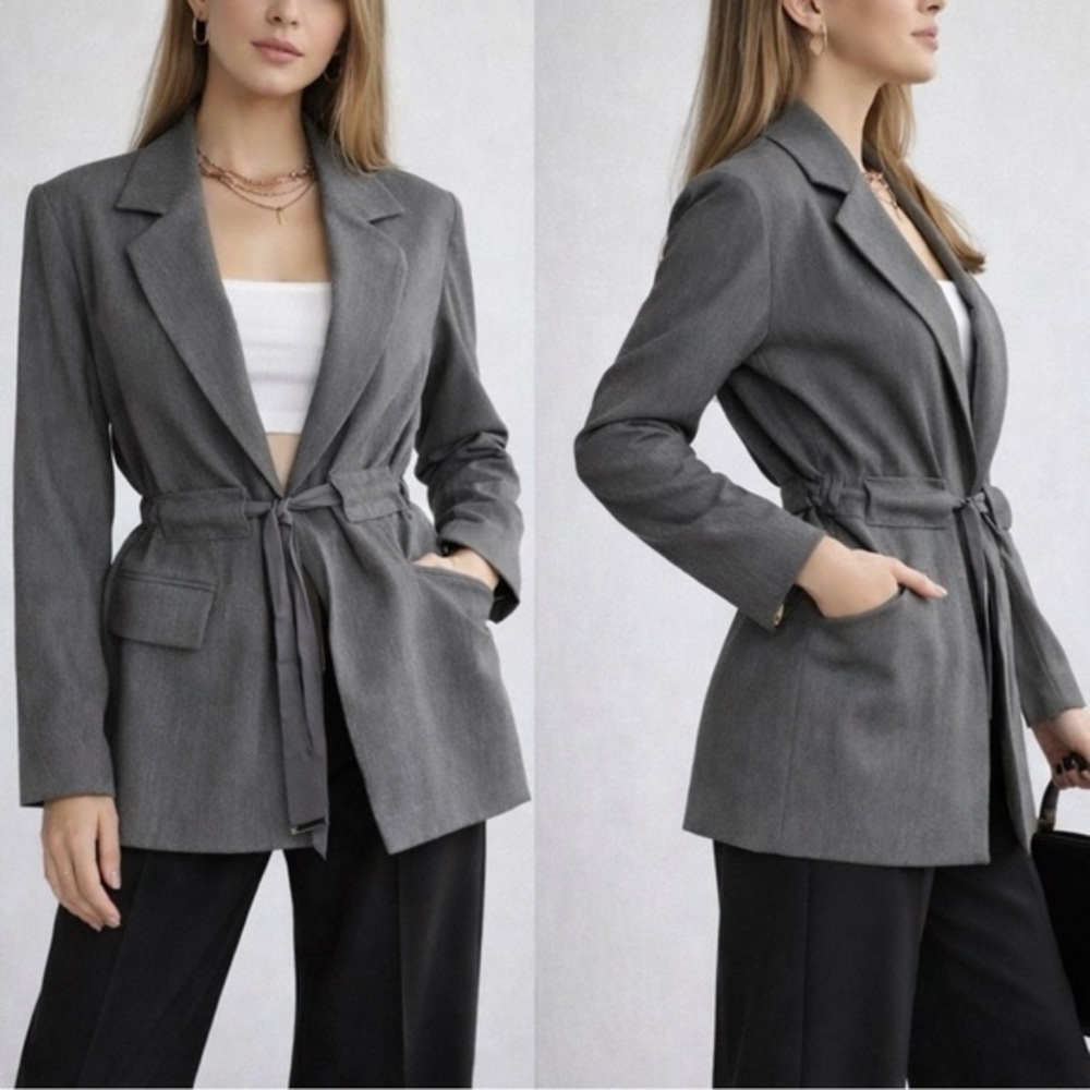 💥SALE💥 Sisley Gray Belted Long Sleeve Blazer IT 42 US S (6)